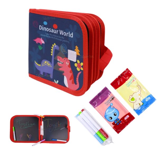 Reusable Magic Drawing Book for Kids with 6 Pages & 3 Watercolor Pens for Writing & Painting Activity Set
