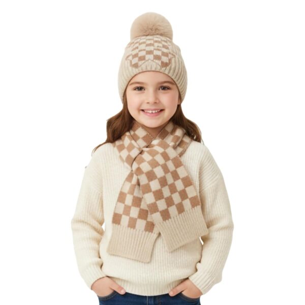 Knitted Winter Cap with Muffler/Scarf for Baby Toddler, Warm, Fashionable, Comfortable Woolen Cap - Stylish Winter Cap for Kids Boys Girls 1-5 Years (WC7160)