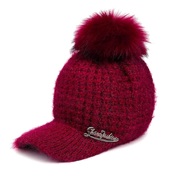 Woolen Winter Cap for Women Girls, Soft & Warm Visor Beanie Hat- 7121A (Free Size, Maroon)