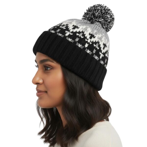 Woolen Winter Cap for Women Girls, Soft & Warm Pom Pom Beanie Hat - WC7158 (Free Size)